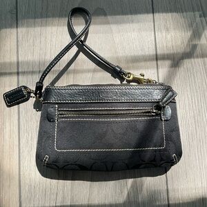 Authentic Coach Black Wristlet with Gold Accents